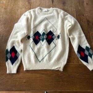 Argyle Pattern Cream Sweater